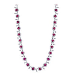 13.27 Carat Ruby and Diamond Necklace