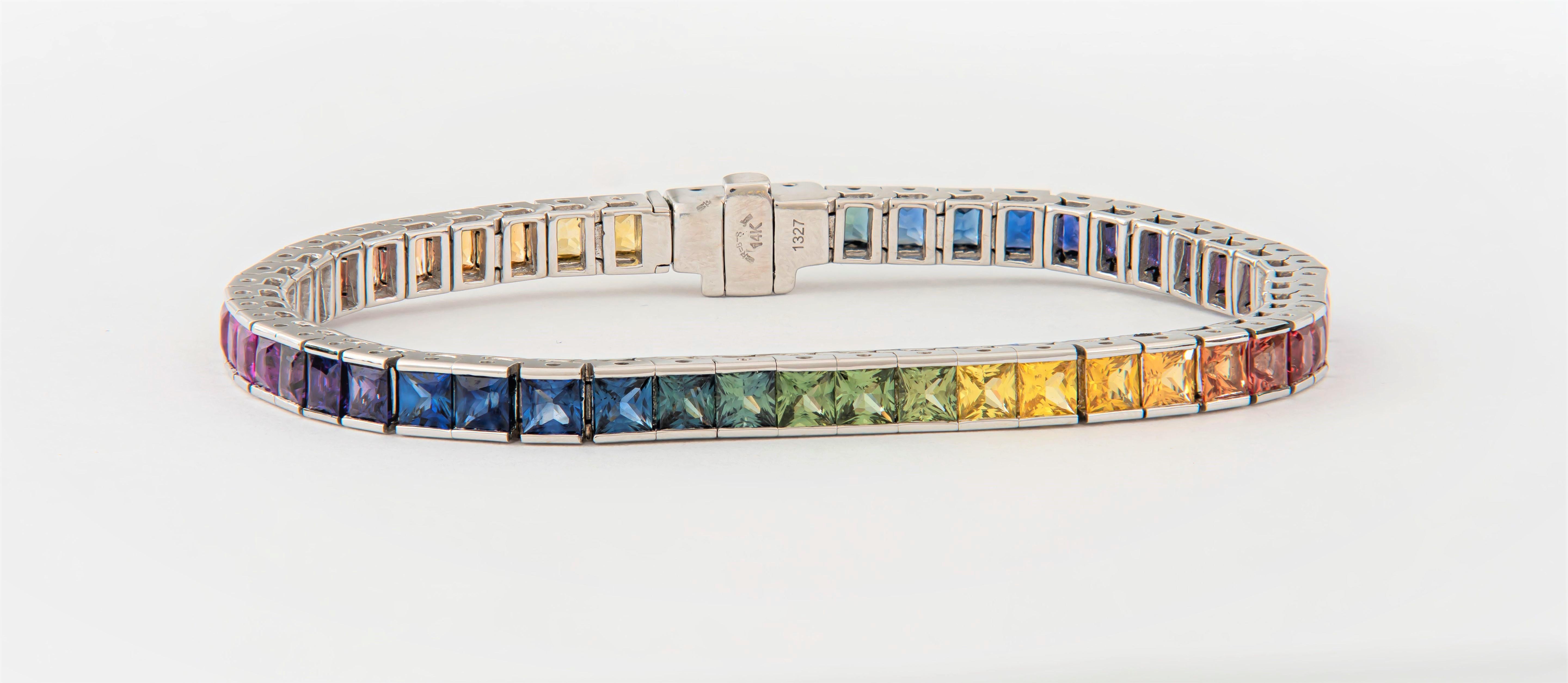 rainbow sapphire bracelet white gold