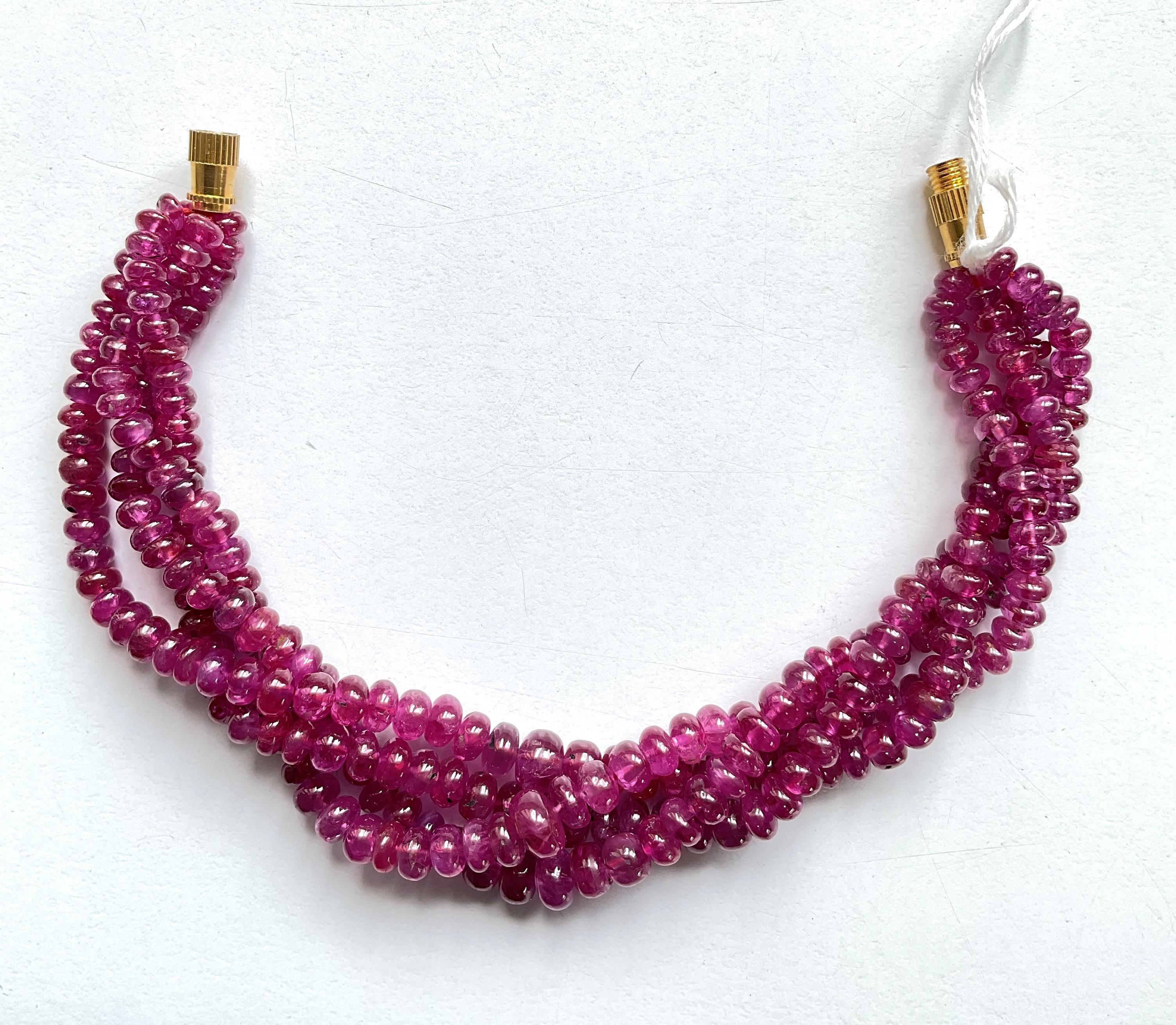 Perles de rubis de Birmanie de 132,80 carats de qualité supérieure pour la bijouterie d'art en vente 3