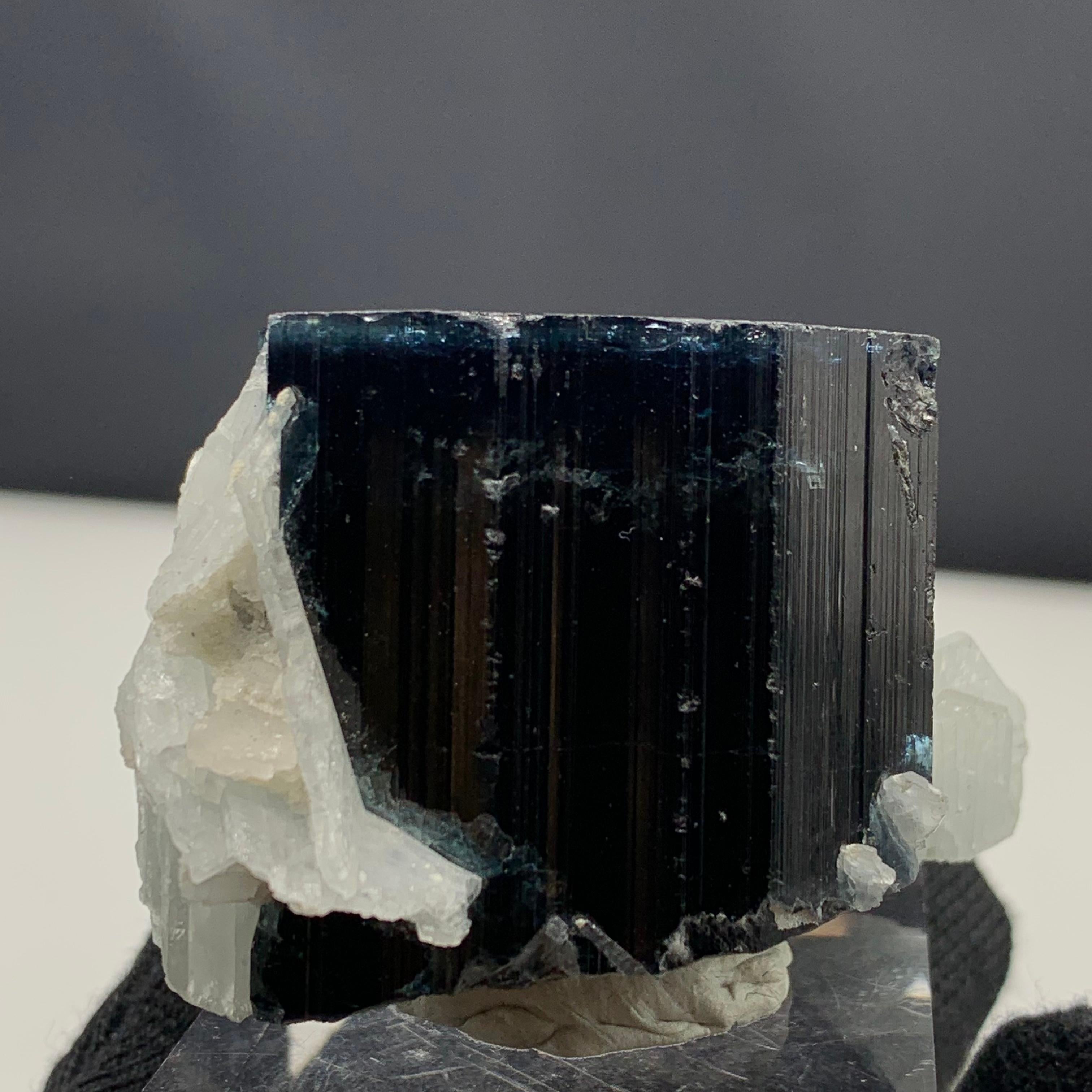 Rock Crystal 132.80 Gram Incredible Blue CAP Tourmaline Specimen from Afghanistan  For Sale