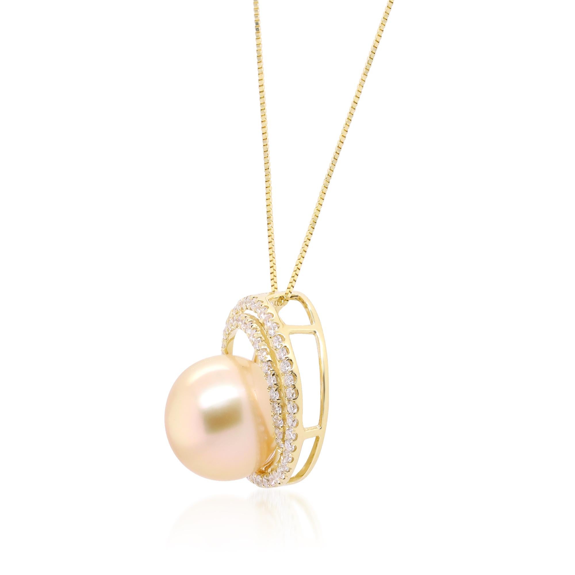 Stunning, timeless and classy eternity Unique Pendant. Decorate yourself in luxury with this Gin & Grace Pendant. This Pendant is made up of Round-cab Prong Setting South Sea Pearl (1 pcs) 13.29 Carat and Round-Cut Prong Setting Diamond (56 pcs)