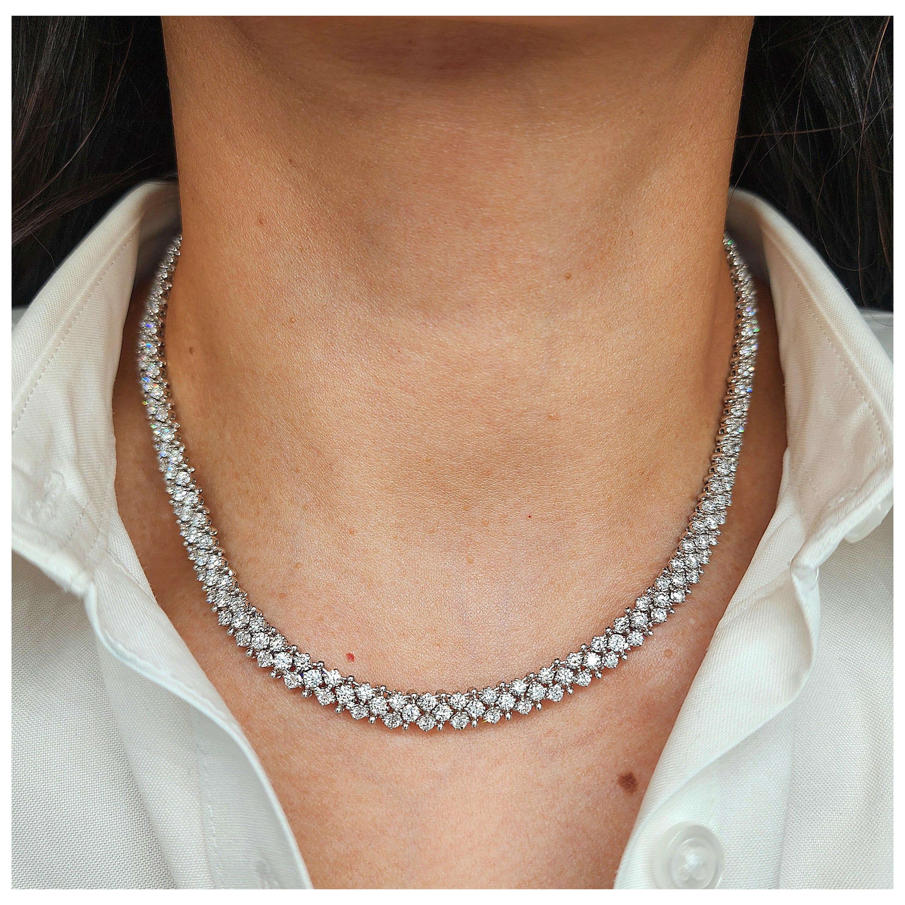 13,29 Karat Doppelreihige Diamant-Halskette