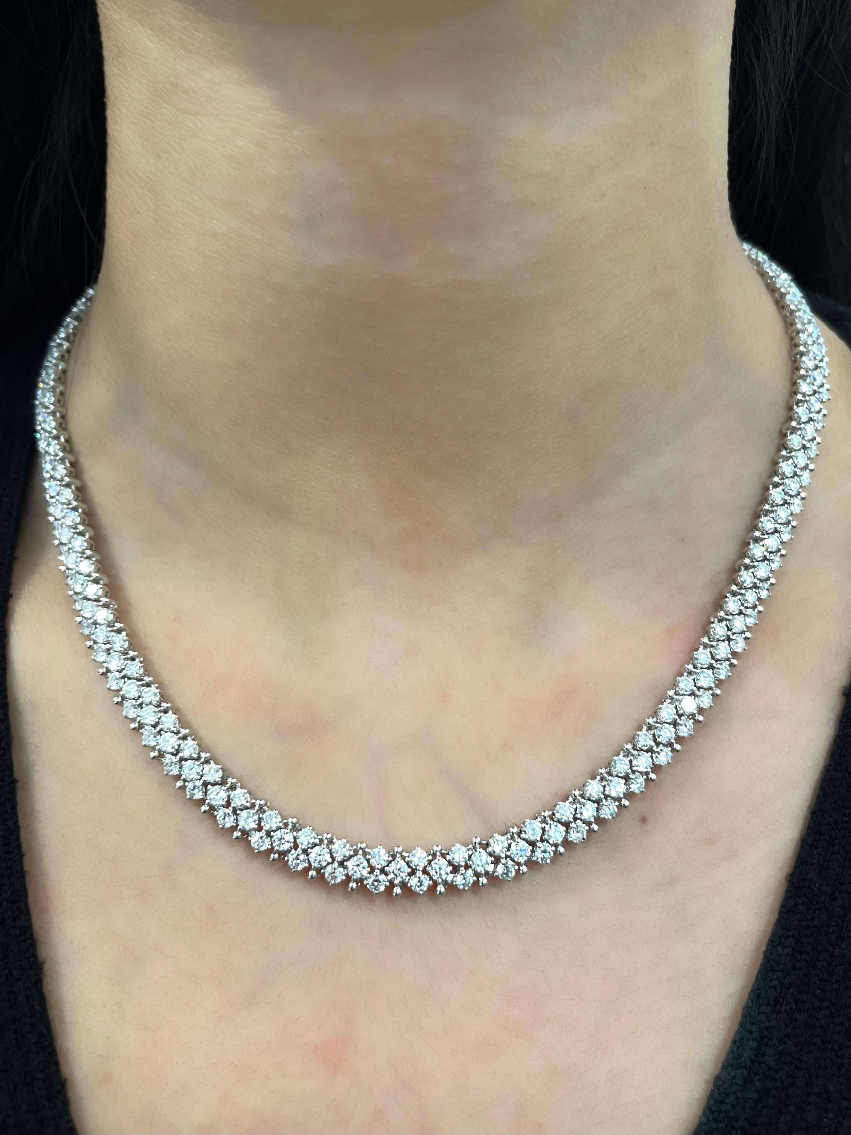 Introducing our breathtaking 13.29 ct pave diamond necklace, a true masterpiece that will leave you in awe. Each diamond has been meticulously selected and set in a way that maximizes its brilliance and fire, resulting in an unparalleled level of