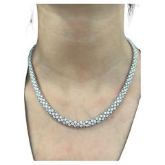 13,29 Karat Doppelreihige Pavé-Diamant-Halskette 