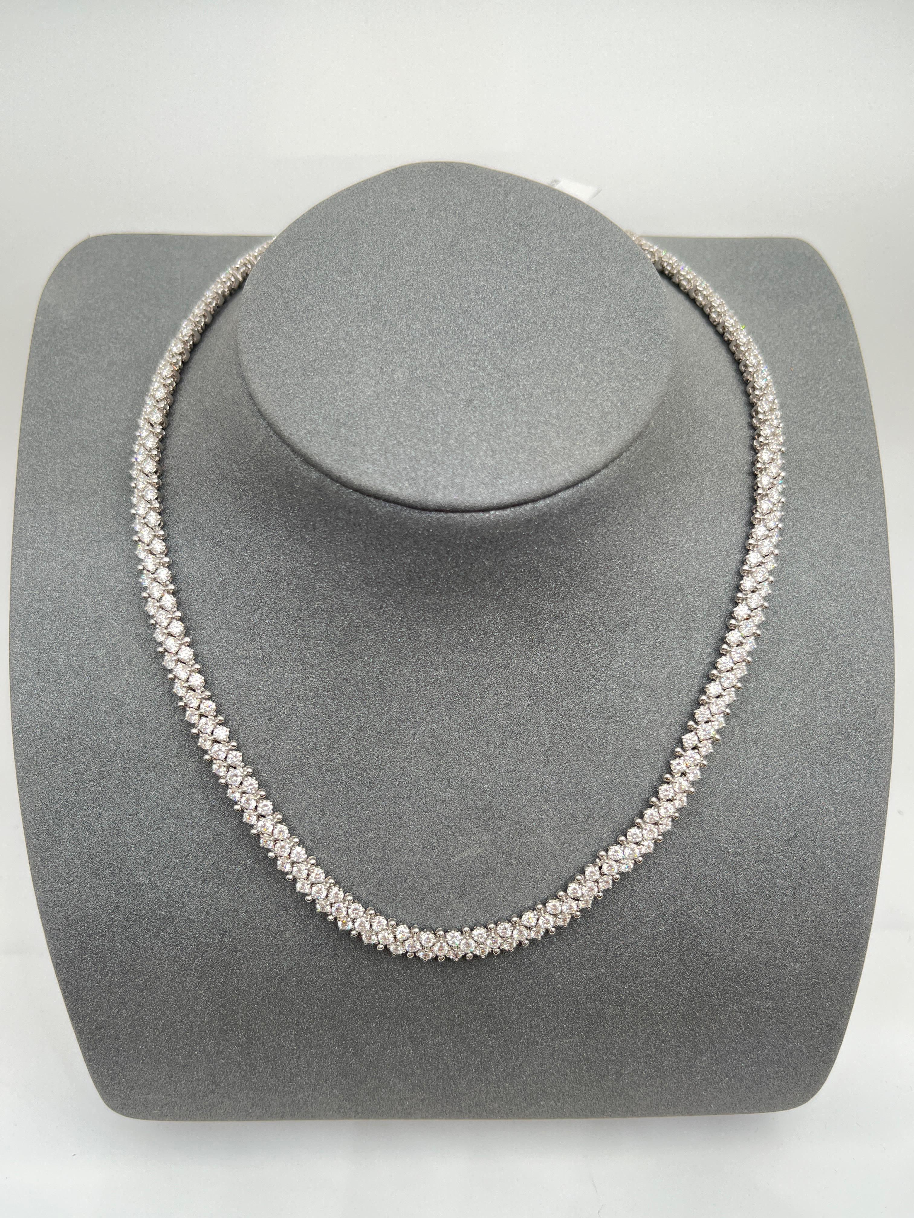 13.29 ct Double Row Diamond Necklace  In New Condition For Sale In Chicago, IL