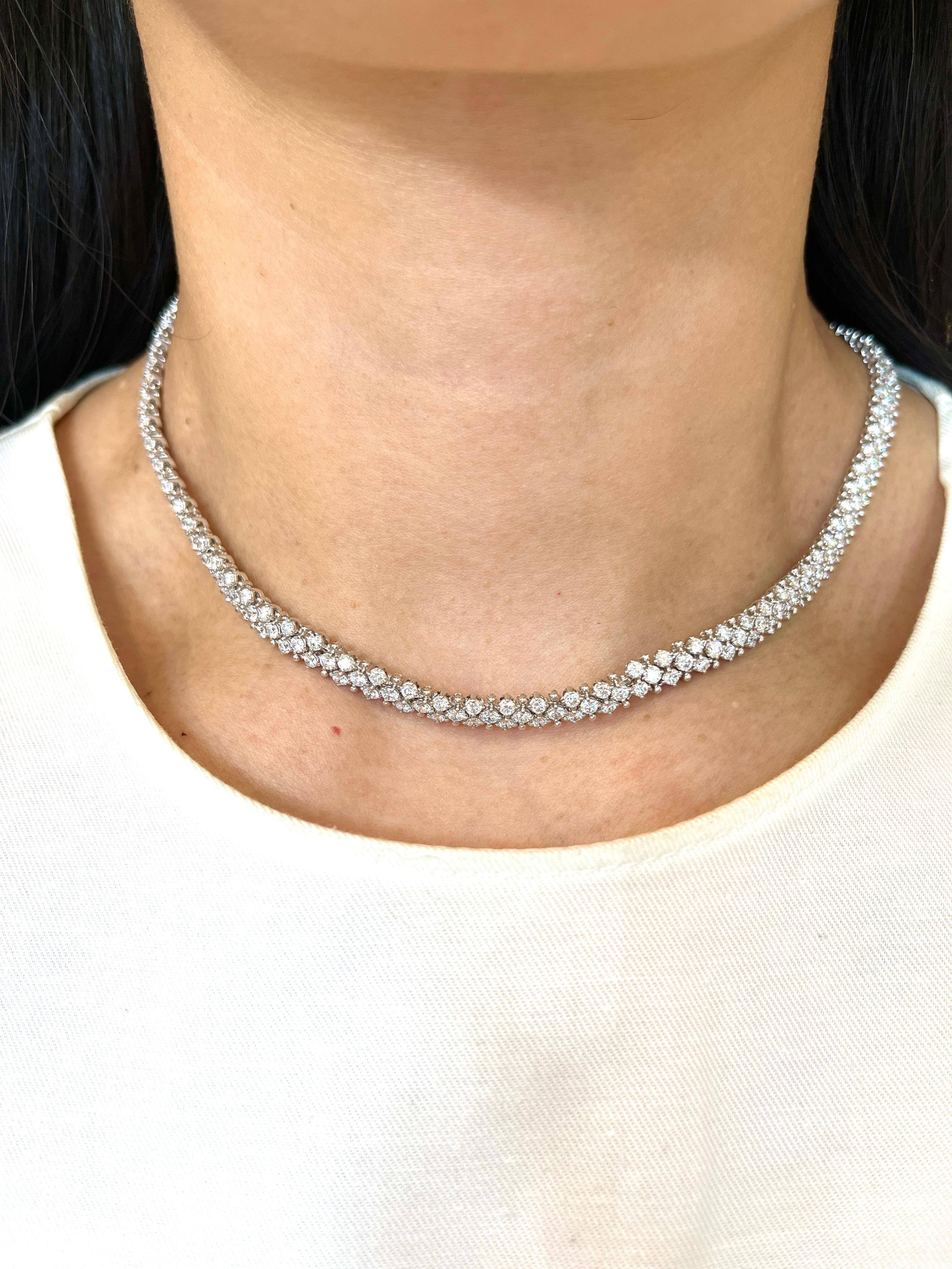 13.29 ct Double Row Diamond Necklace  For Sale