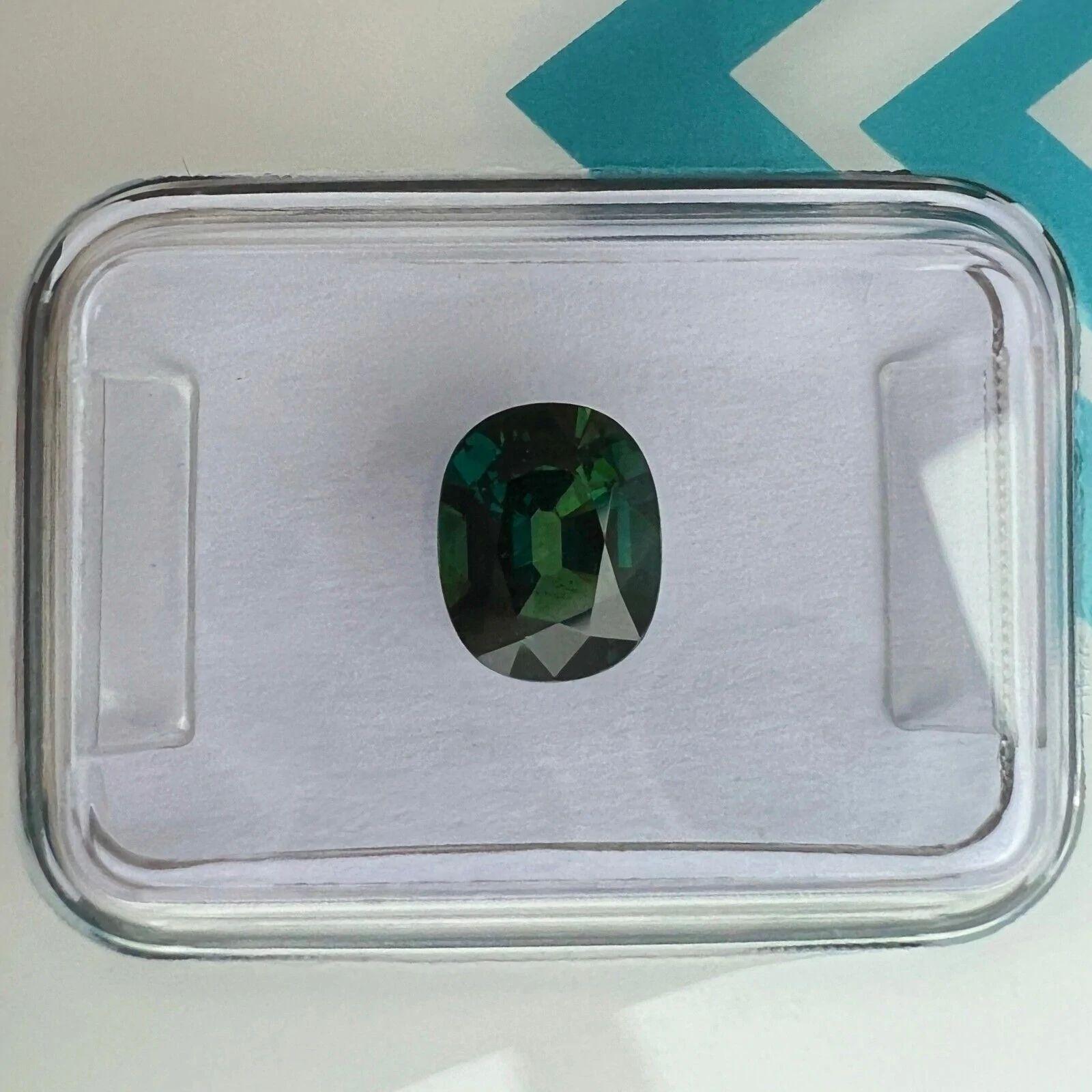 1.32ct Australian Deep Green Blue Teal Sapphire No Heat Oval Cut IGI Certified For Sale 1