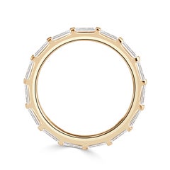 Alianza de boda con diamantes talla baguette de 1,32 ct en oro amarillo champán de 18k