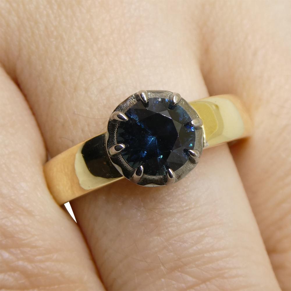 Anillo de compromiso o declaración con espinela azul de 1,32 ct, engastado en oro amarillo y blanco de 14k en venta 4