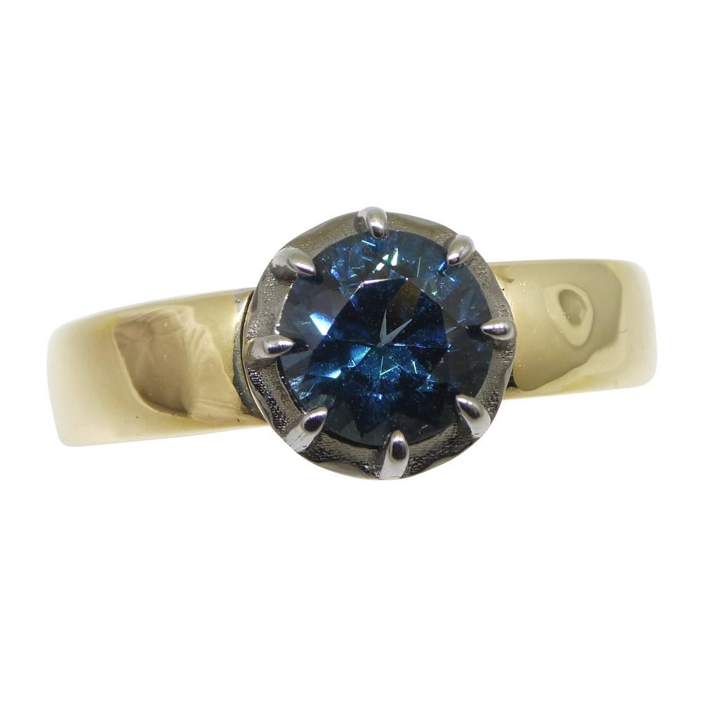 Anillo de compromiso o declaración con espinela azul de 1,32 ct, engastado en oro amarillo y blanco de 14k en venta 5