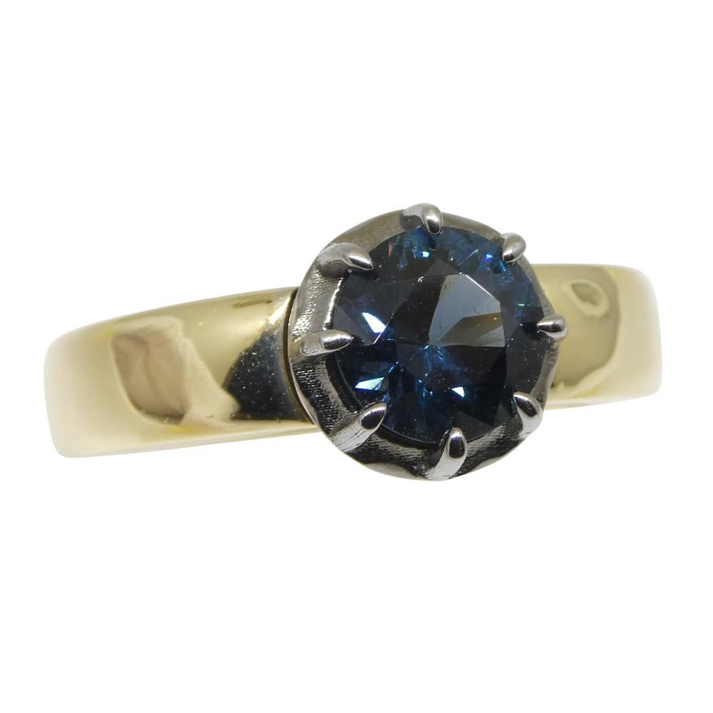 1.32ct Blue Spinel Statement or Engagement Ring set in 14k Yellow and White Gold For Sale 6