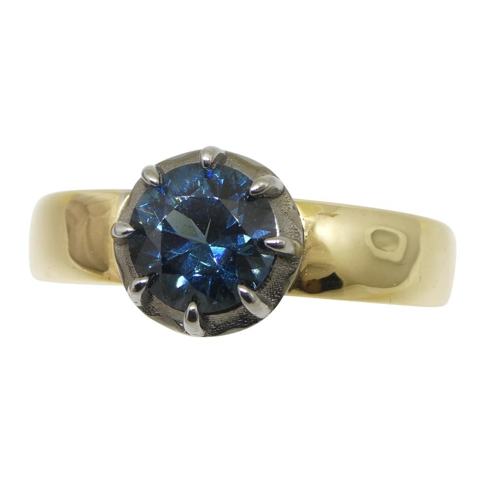 1.32ct Blue Spinel Statement or Engagement Ring set in 14k Yellow and White Gold For Sale 7