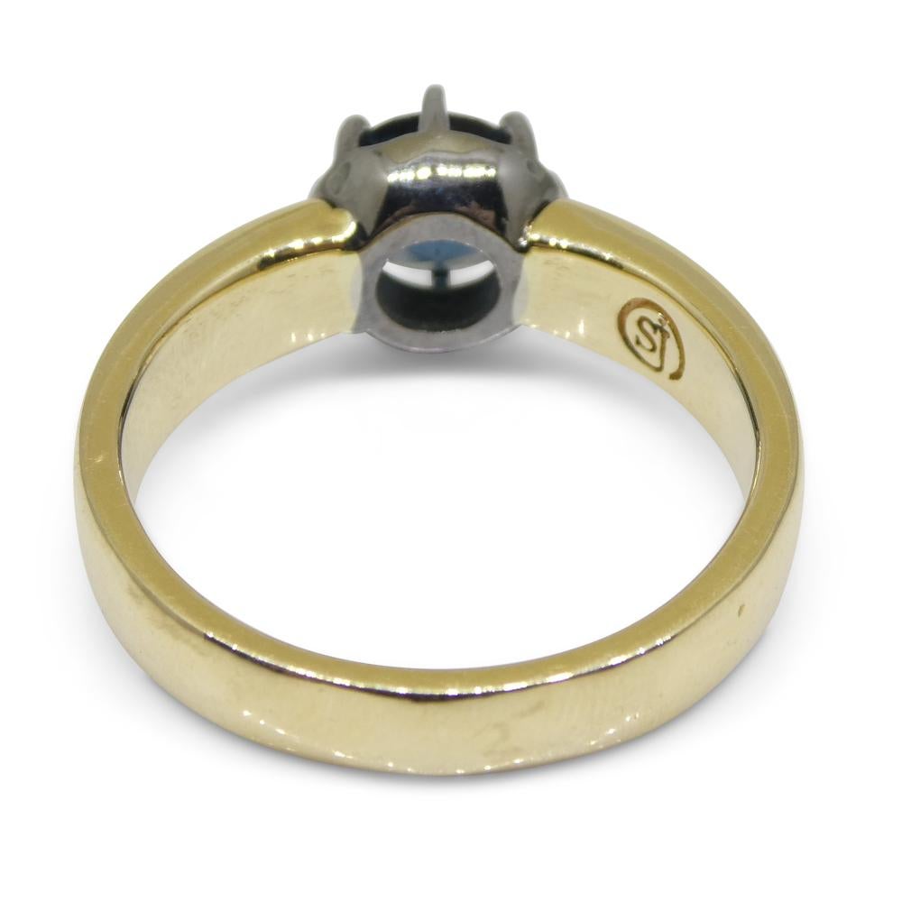 Anillo de compromiso o declaración con espinela azul de 1,32 ct, engastado en oro amarillo y blanco de 14k en venta 8
