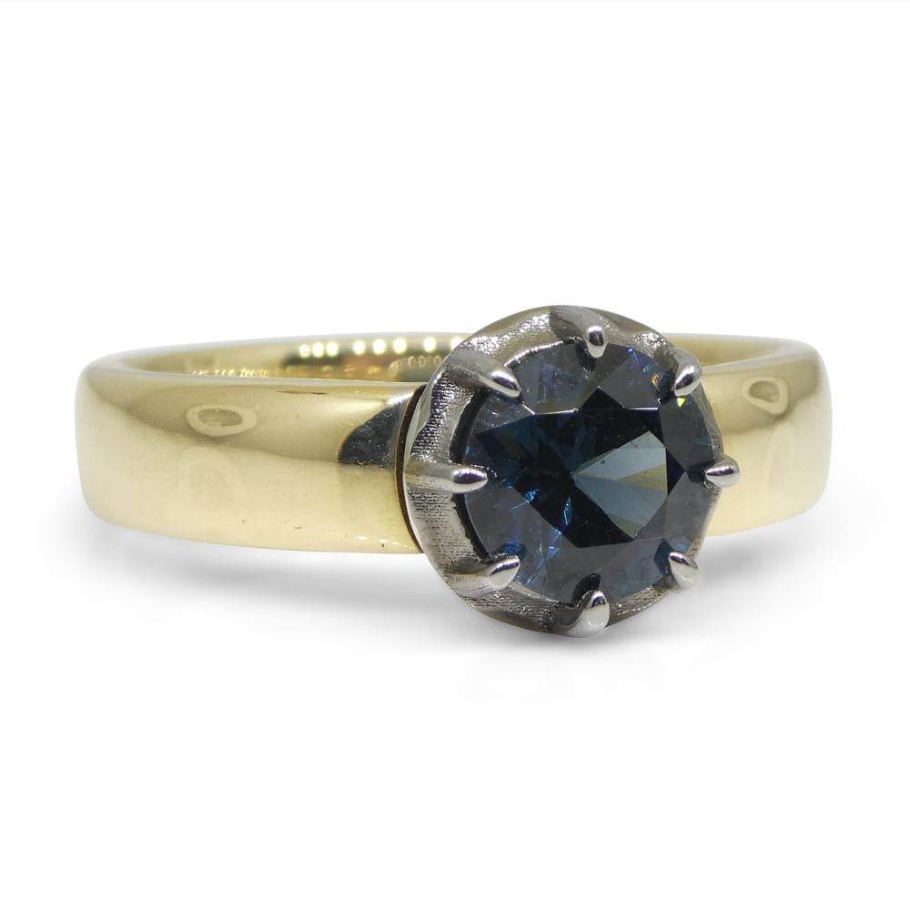 1.32ct Blue Spinel Statement or Engagement Ring set in 14k Yellow and White Gold For Sale 9
