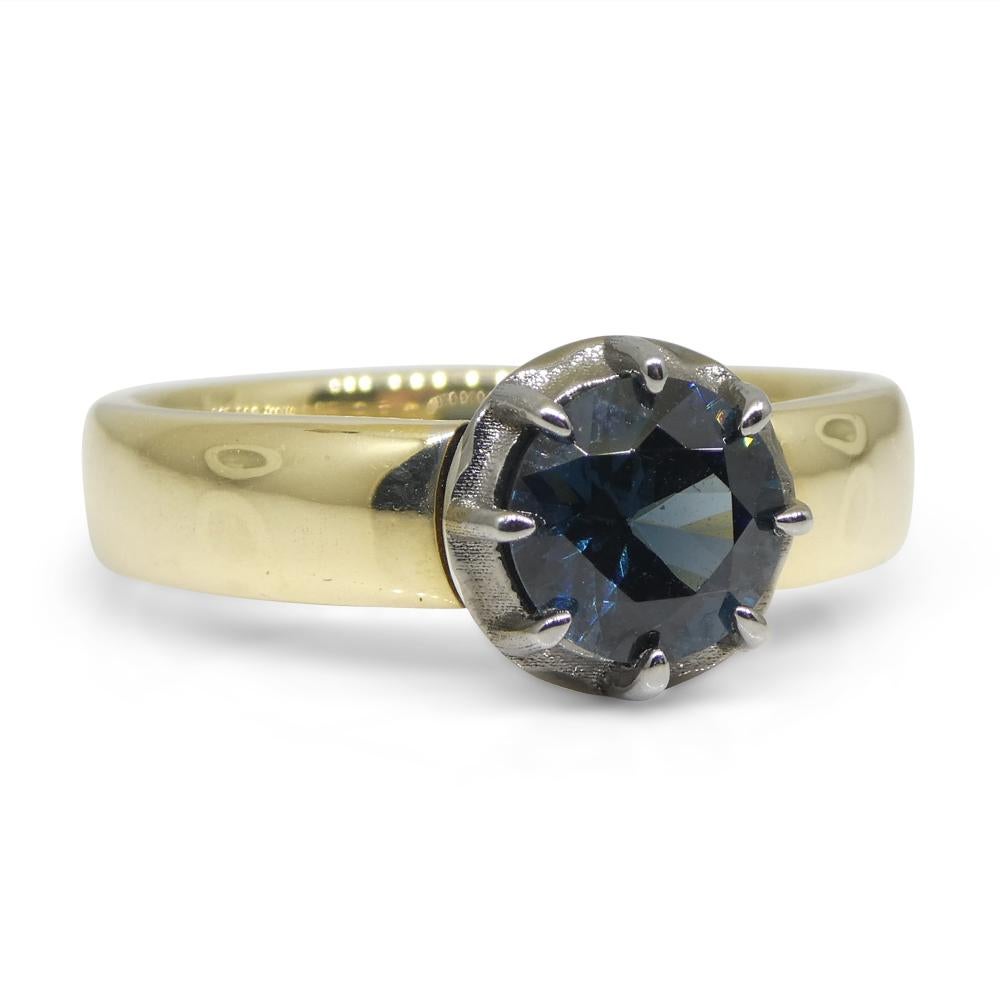 Anillo de compromiso o declaración con espinela azul de 1,32 ct, engastado en oro amarillo y blanco de 14k en venta 9