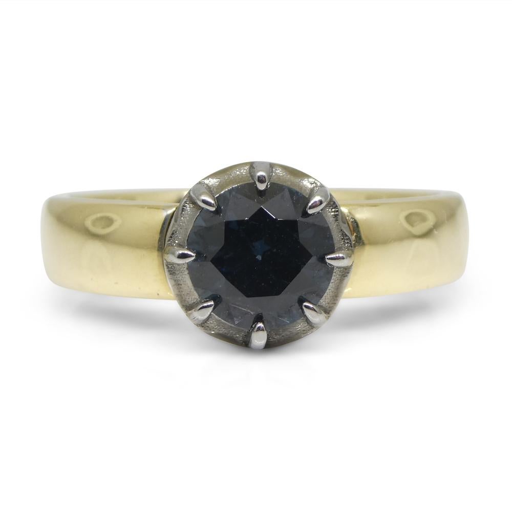 Anillo de compromiso o declaración con espinela azul de 1,32 ct, engastado en oro amarillo y blanco de 14k Contemporáneo en venta