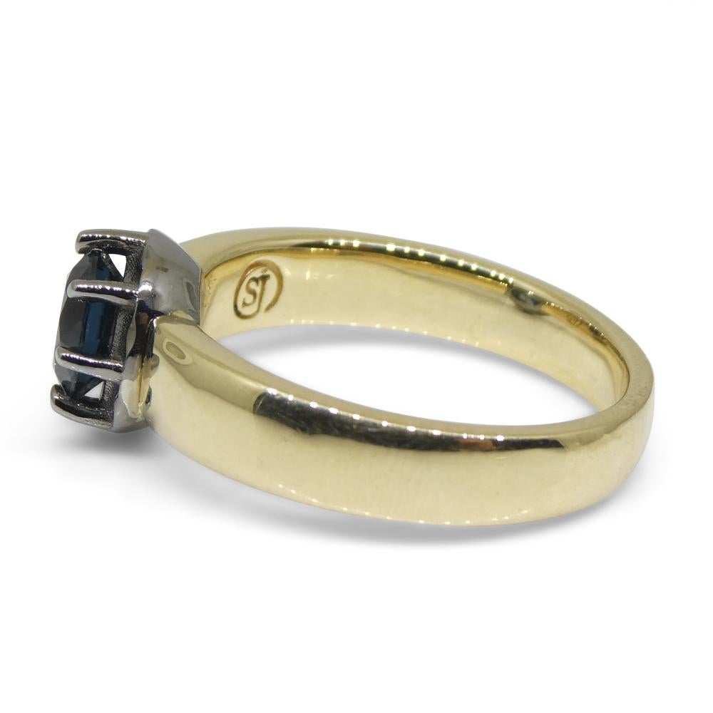 Anillo de compromiso o declaración con espinela azul de 1,32 ct, engastado en oro amarillo y blanco de 14k en venta 1