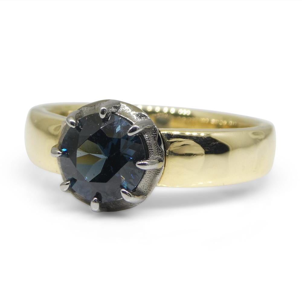 1.32ct Blue Spinel Statement or Engagement Ring set in 14k Yellow and White Gold For Sale 2