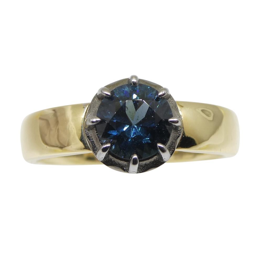 1.32ct Blue Spinel Statement or Engagement Ring set in 14k Yellow and White Gold For Sale 3