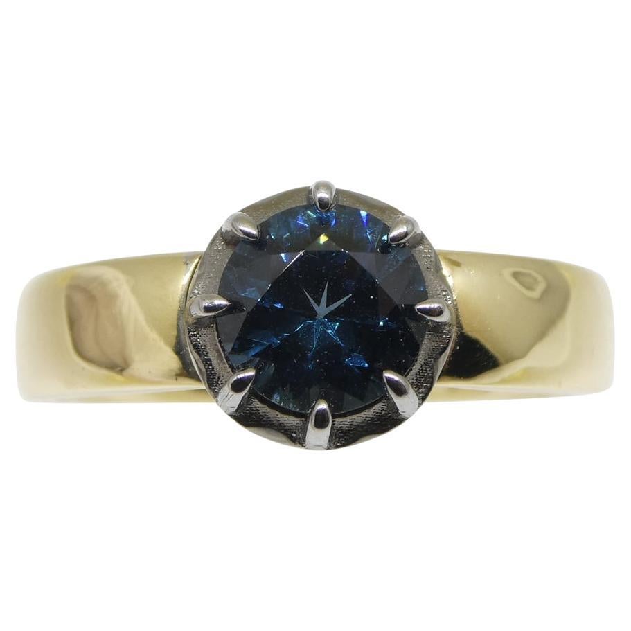 1.32ct Blue Spinel Statement or Engagement Ring set in 14k Yellow and White Gold For Sale