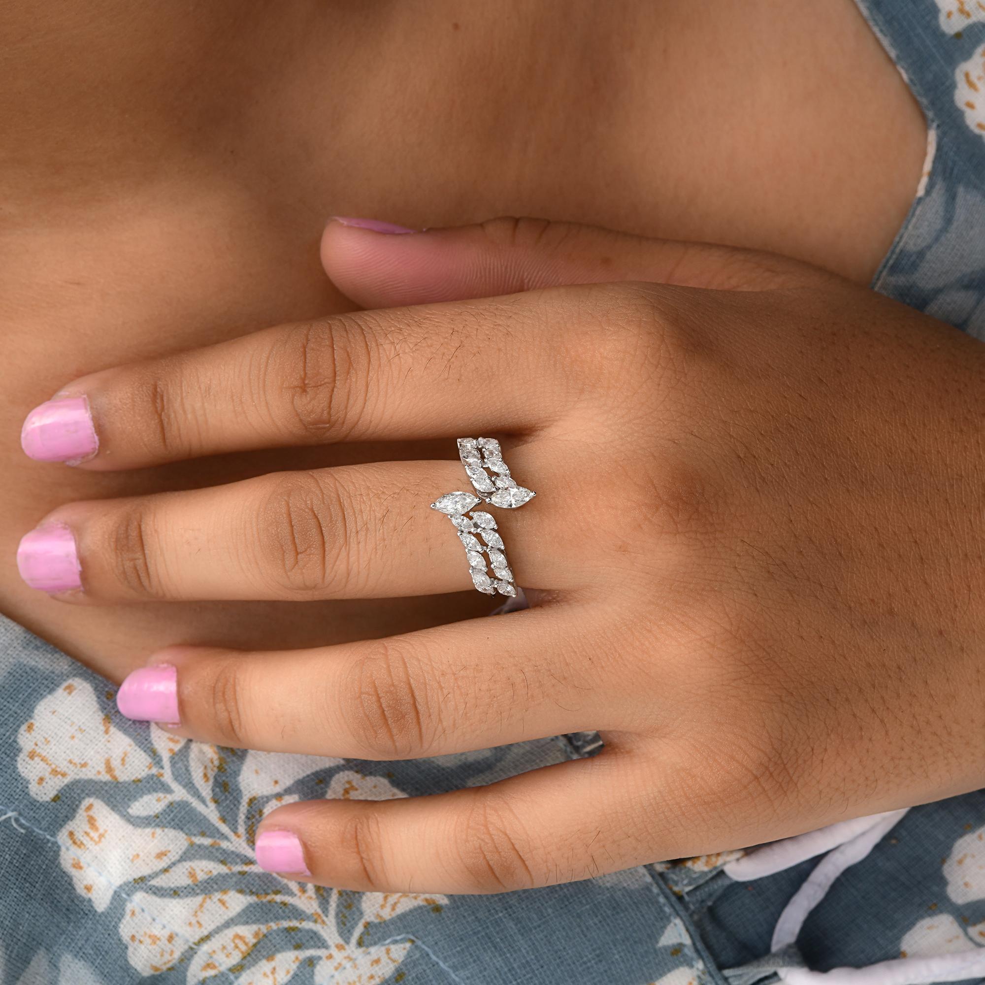 Im Angebot: 1,32 Karat Diamant SI/H Offener Bypass Ring Geschenk 18 Karat Weißgold Alle Zölle gezahlt () 2