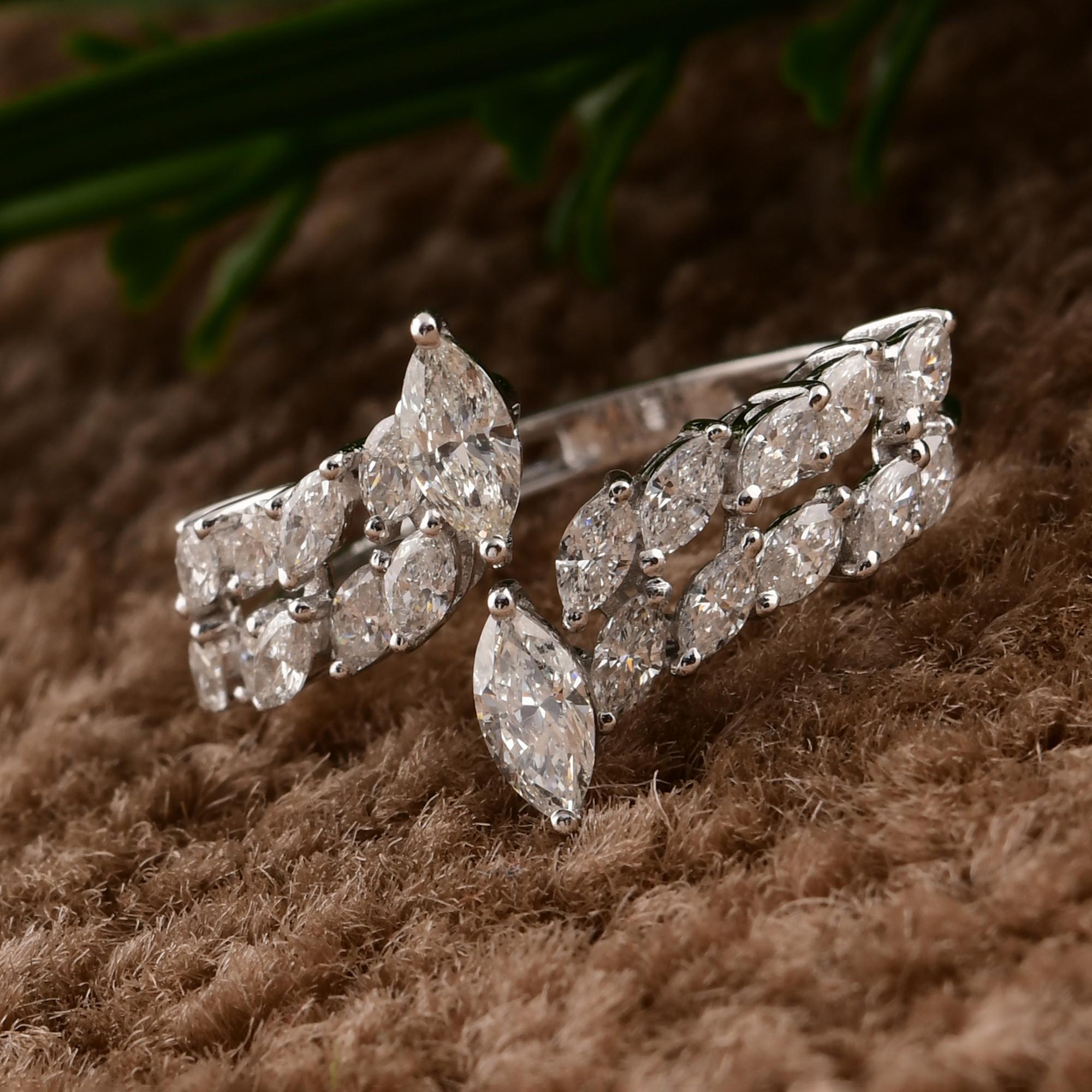 Im Angebot: 1,32 Karat Diamant SI/H Offener Bypass Ring Geschenk 18 Karat Weißgold Alle Zölle gezahlt () 4
