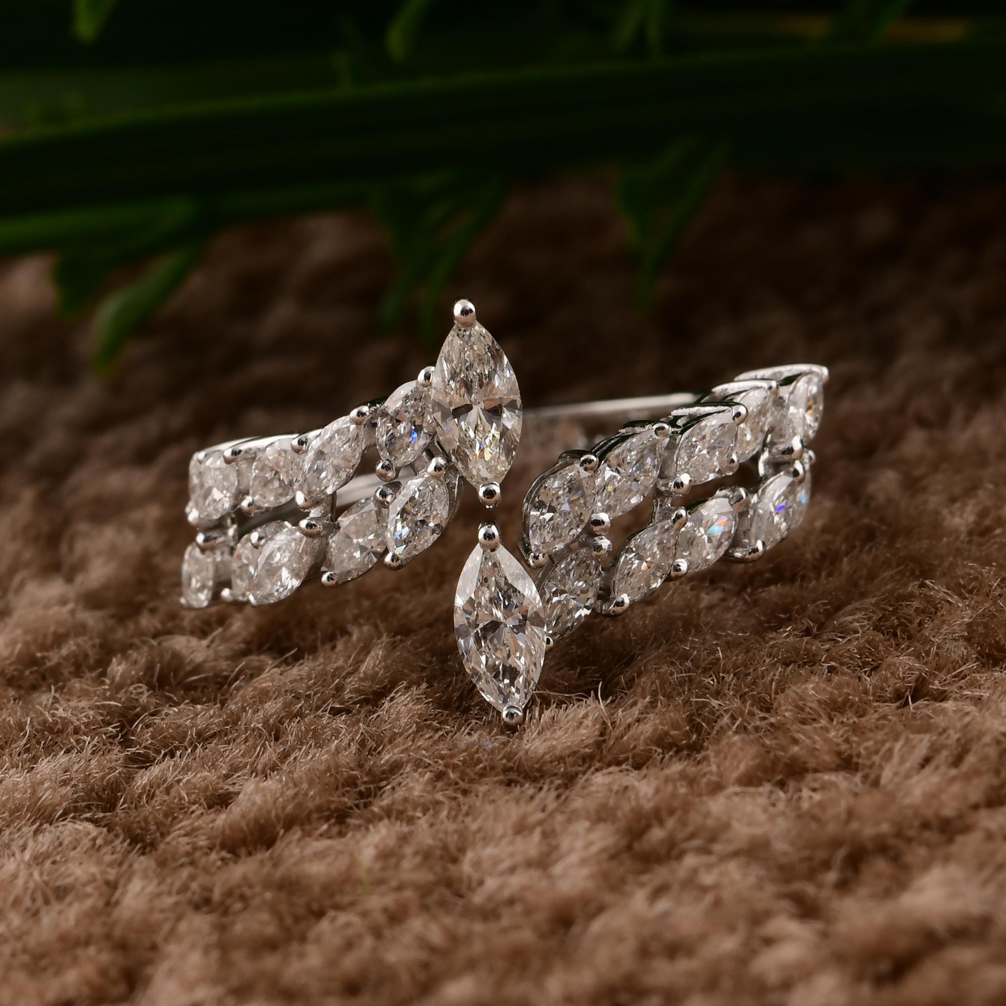 Im Angebot: 1,32 Karat Diamant SI/H Offener Bypass Ring Geschenk 18 Karat Weißgold Alle Zölle gezahlt () 5