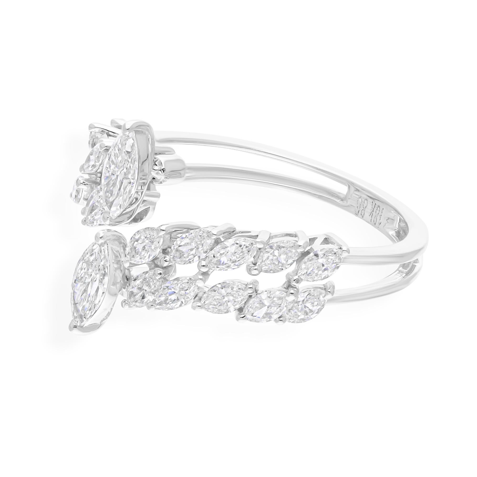 Im Angebot: 1,32 Karat Diamant SI/H Offener Bypass Ring Geschenk 18 Karat Weißgold Alle Zölle gezahlt () 6