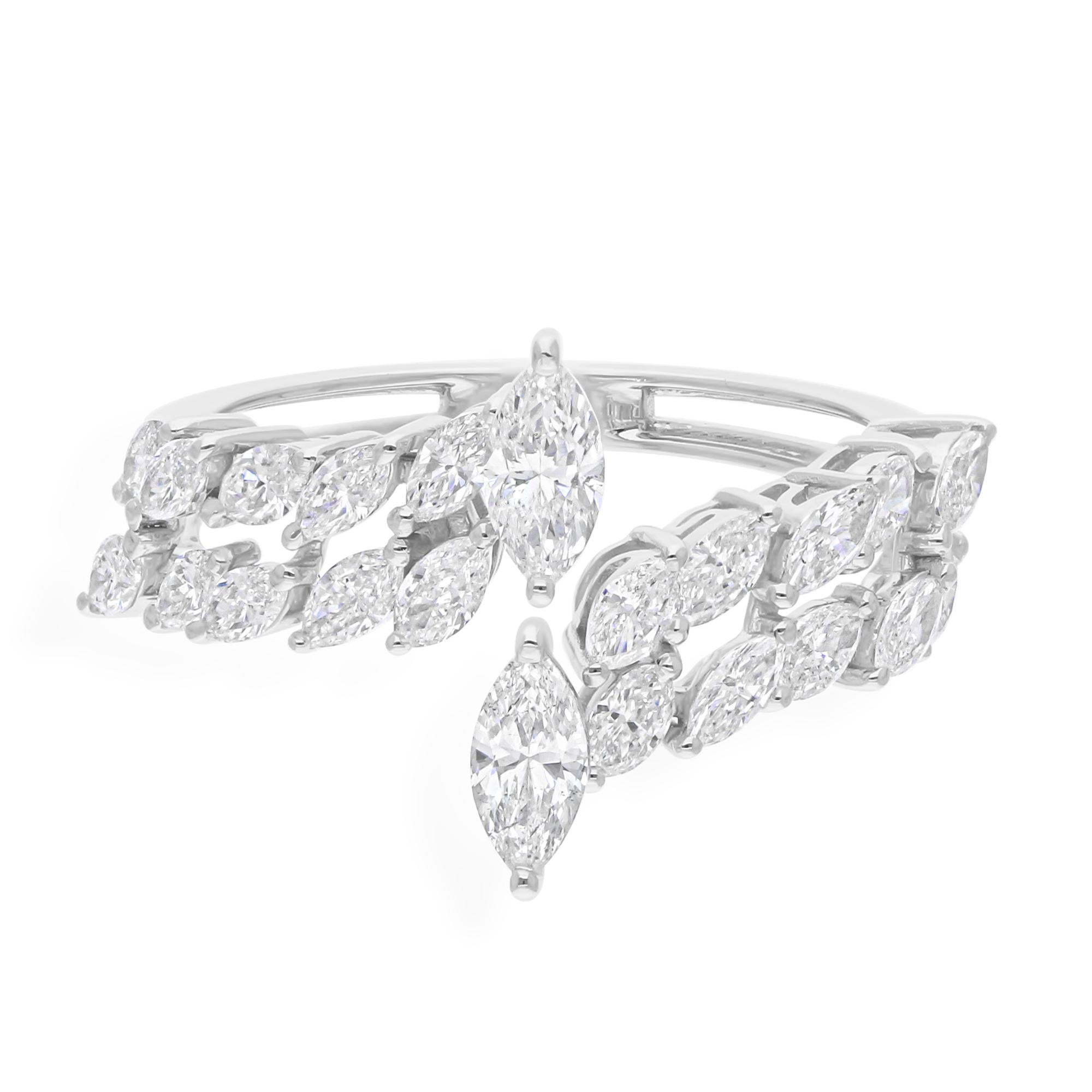 Im Angebot: 1,32 Karat Diamant SI/H Offener Bypass Ring Geschenk 18 Karat Weißgold Alle Zölle gezahlt () 8