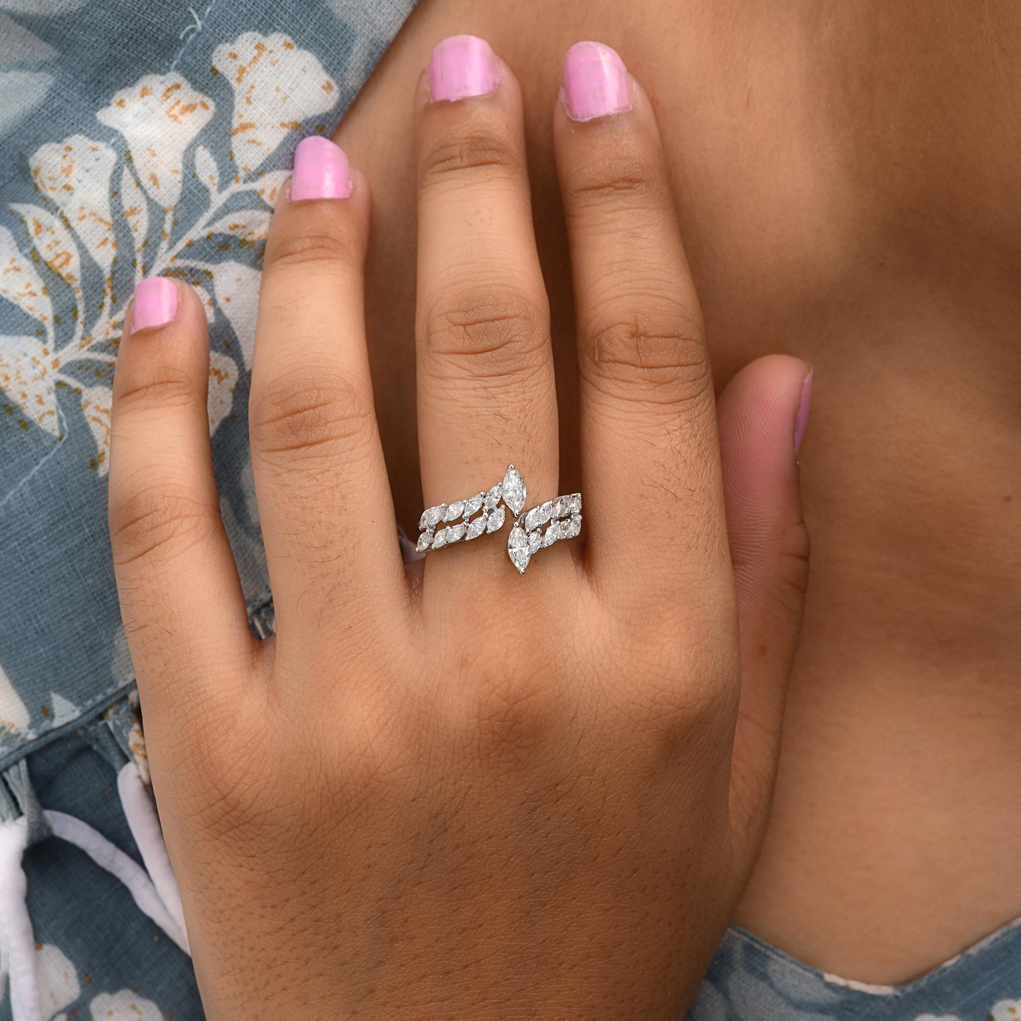 Im Angebot: 1,32 Karat Diamant SI/H Offener Bypass Ring Geschenk 18 Karat Weißgold Alle Zölle gezahlt () 9
