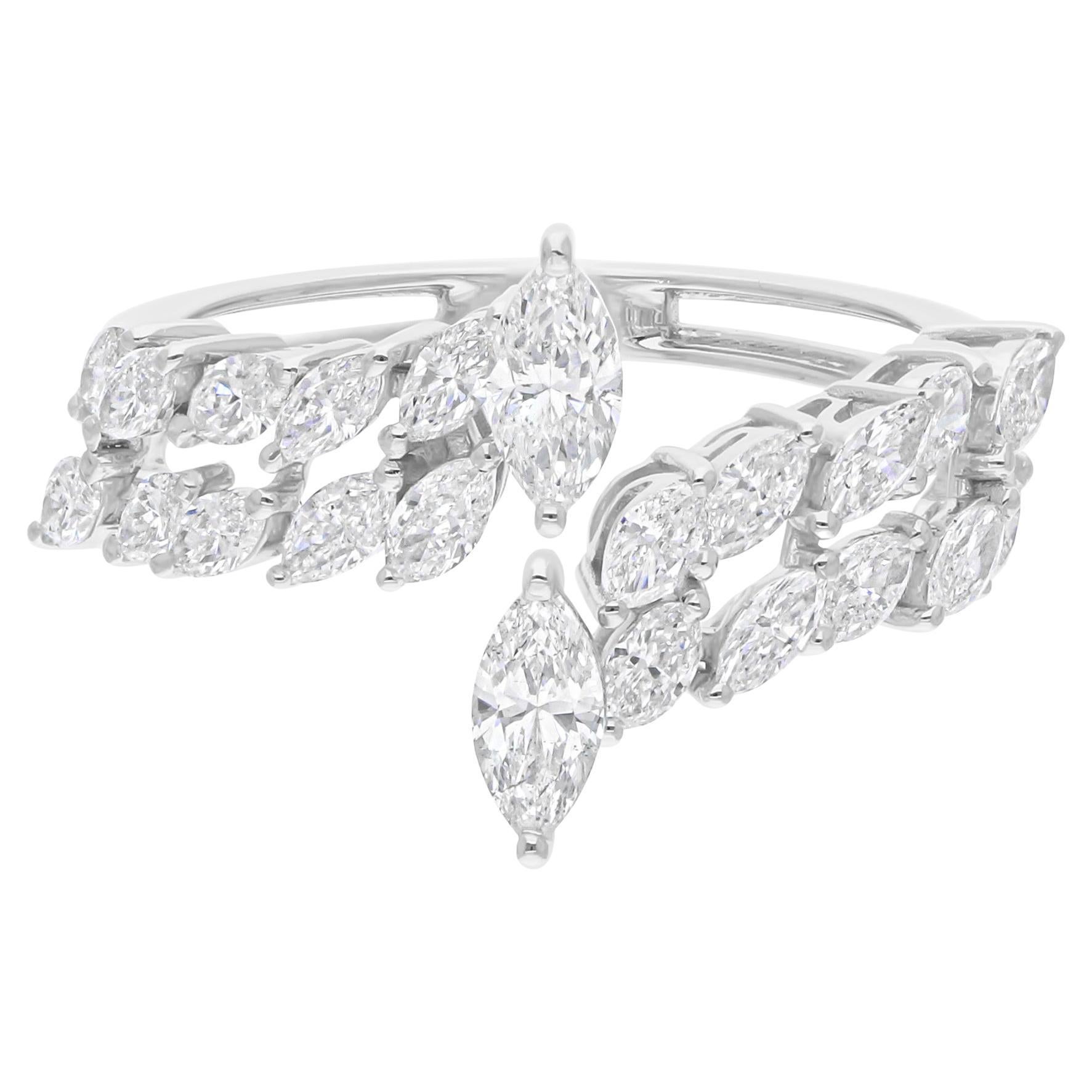 1,32 Karat Diamant SI/H Offener Bypass Ring Geschenk 18 Karat Weißgold Alle Zölle gezahlt