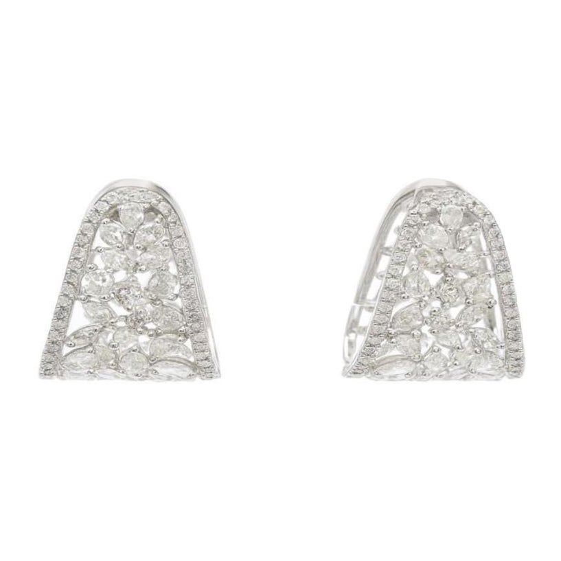 1.32ct Floral Earrings With Fancy Natural Diamonds in 14k Solid Gold (Certified) For Sale