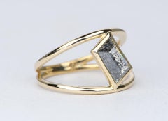 1.32ct Geometric Shape Diamond Bezel Set Cage Ring 14k Yellow Gold Double Band