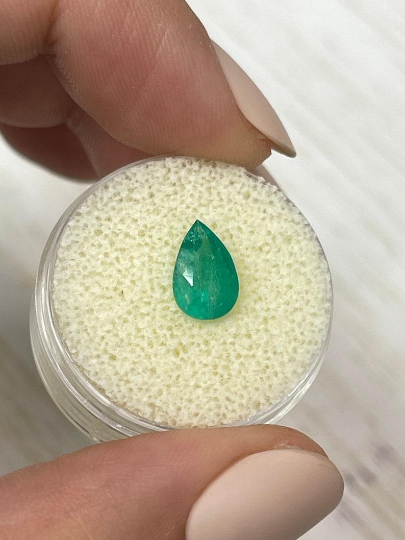 Modern 1.32ct Imperfect Colombian Emerald - Pear Cut Teardrop May Birthstone Gemstone For Sale