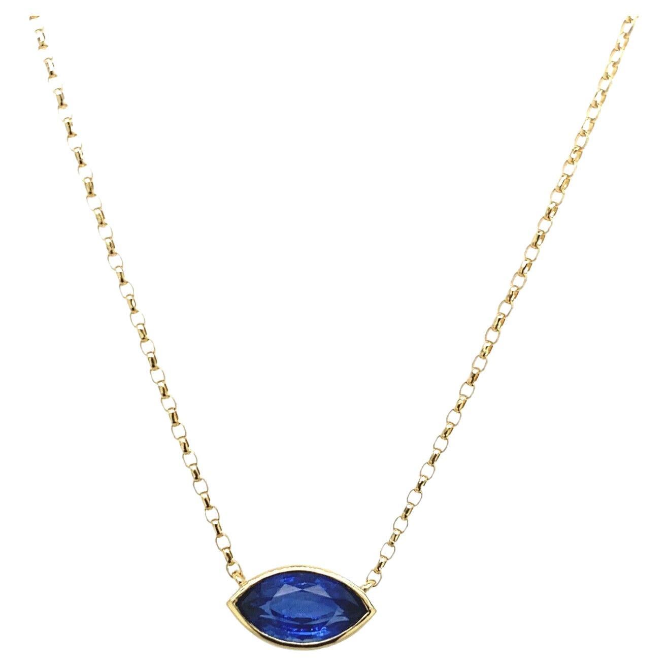 1.32ct Marquise Shape Sapphire Pendant set in 18ct Yellow Gold For Sale
