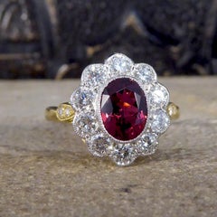 1.32ct Natural Spinel and Diamond Cluster Ring in 18ct Yellow and White Gold