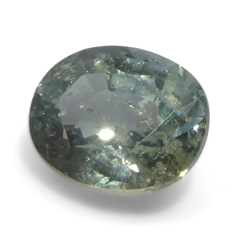 Women's or Men's 1.32ct Oval Greenish-Blue Teal Sapphire from Tanzania, Unheated For Sale