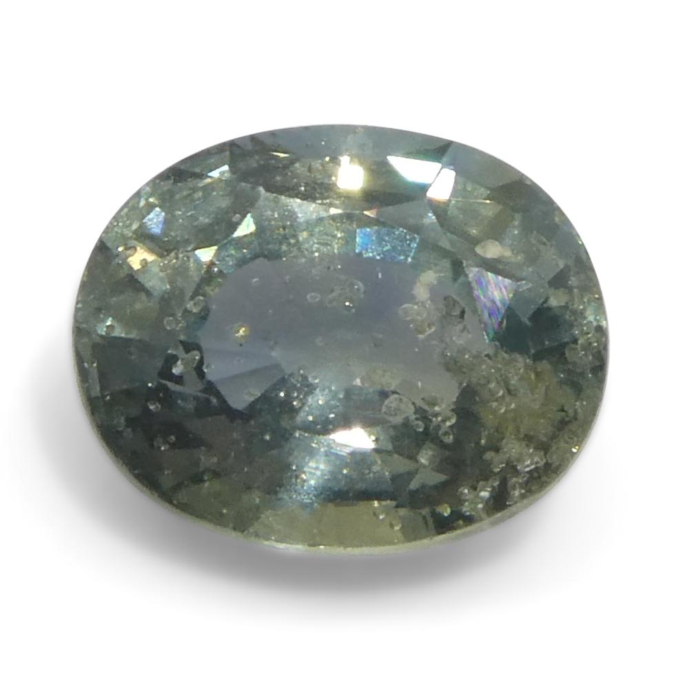 1.32ct Oval Greenish-Blue Teal Sapphire from Tanzania, Unheated For Sale 3