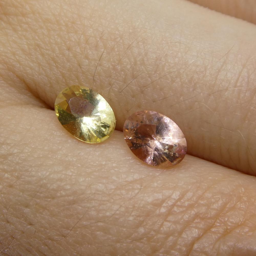 1.32ct Pair Oval Yellow/Pink Tourmaline from Brazil For Sale 5