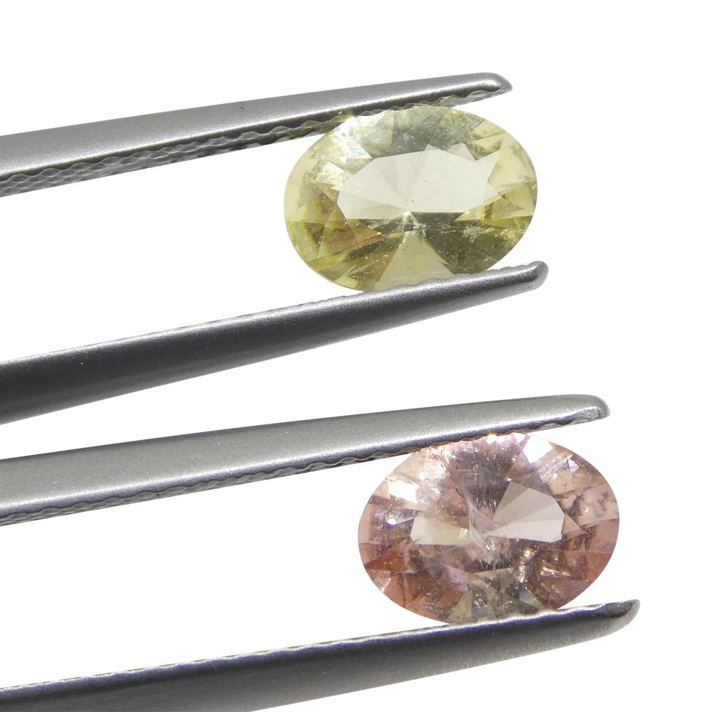 1.32ct Pair Oval Yellow/Pink Tourmaline from Brazil For Sale 6