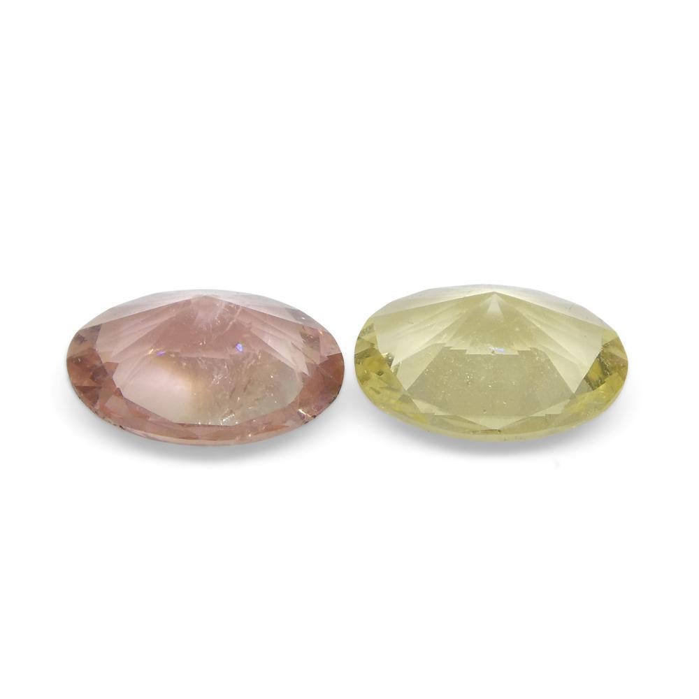 1.32ct Pair Oval Yellow/Pink Tourmaline from Brazil For Sale 7