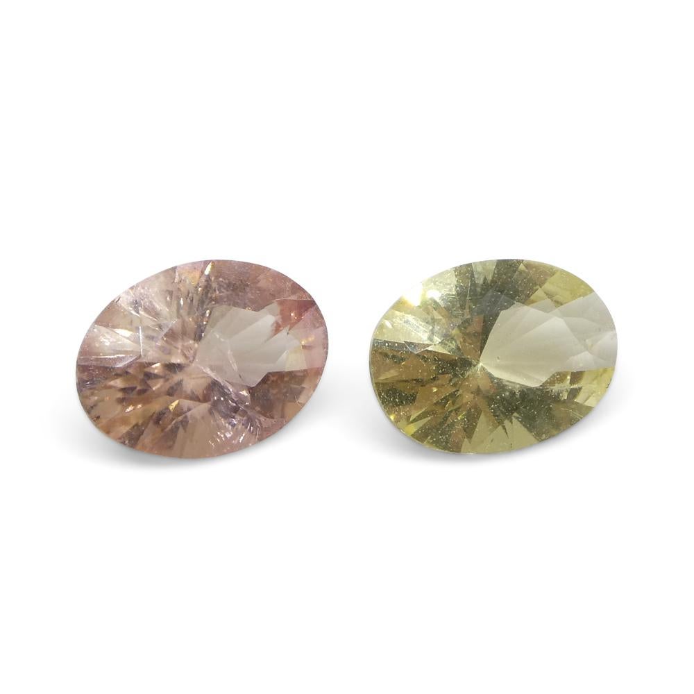 1.32ct Pair Oval Yellow/Pink Tourmaline from Brazil For Sale 8