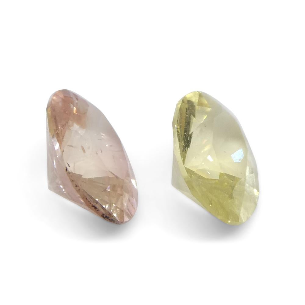 1.32ct Pair Oval Yellow/Pink Tourmaline from Brazil In New Condition For Sale In Toronto, Ontario