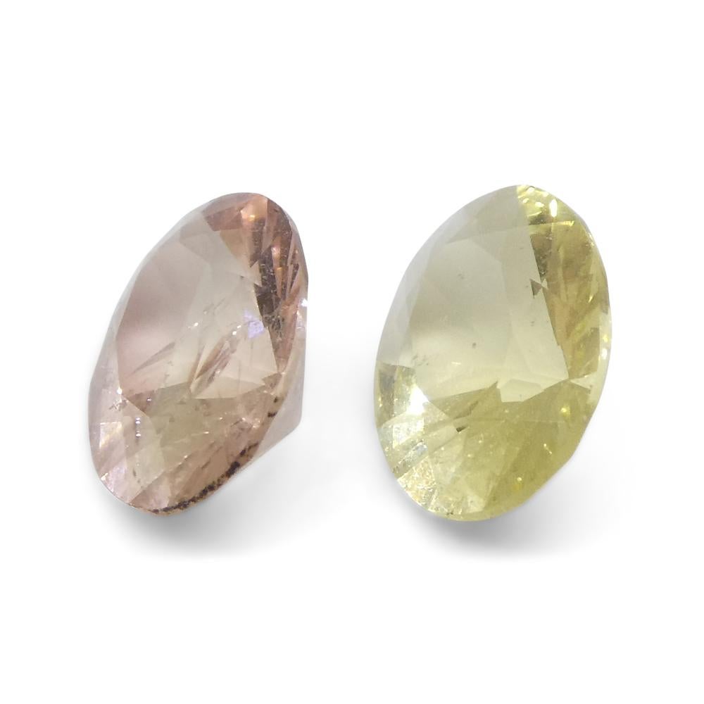 1.32ct Pair Oval Yellow/Pink Tourmaline from Brazil For Sale 1