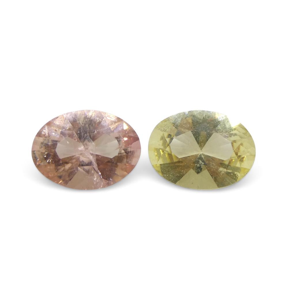 1.32ct Pair Oval Yellow/Pink Tourmaline from Brazil For Sale 2