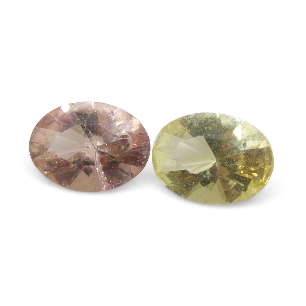 1.32ct Pair Oval Yellow/Pink Tourmaline from Brazil For Sale 4