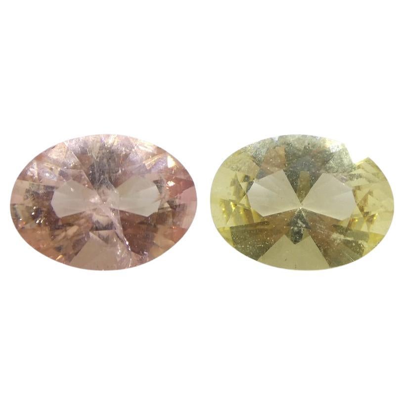 1.32ct Pair Oval Yellow/Pink Tourmaline from Brazil For Sale
