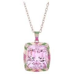 132ct Pink Kunzite, Tsavorite and Pink Sapphire Necklace. 