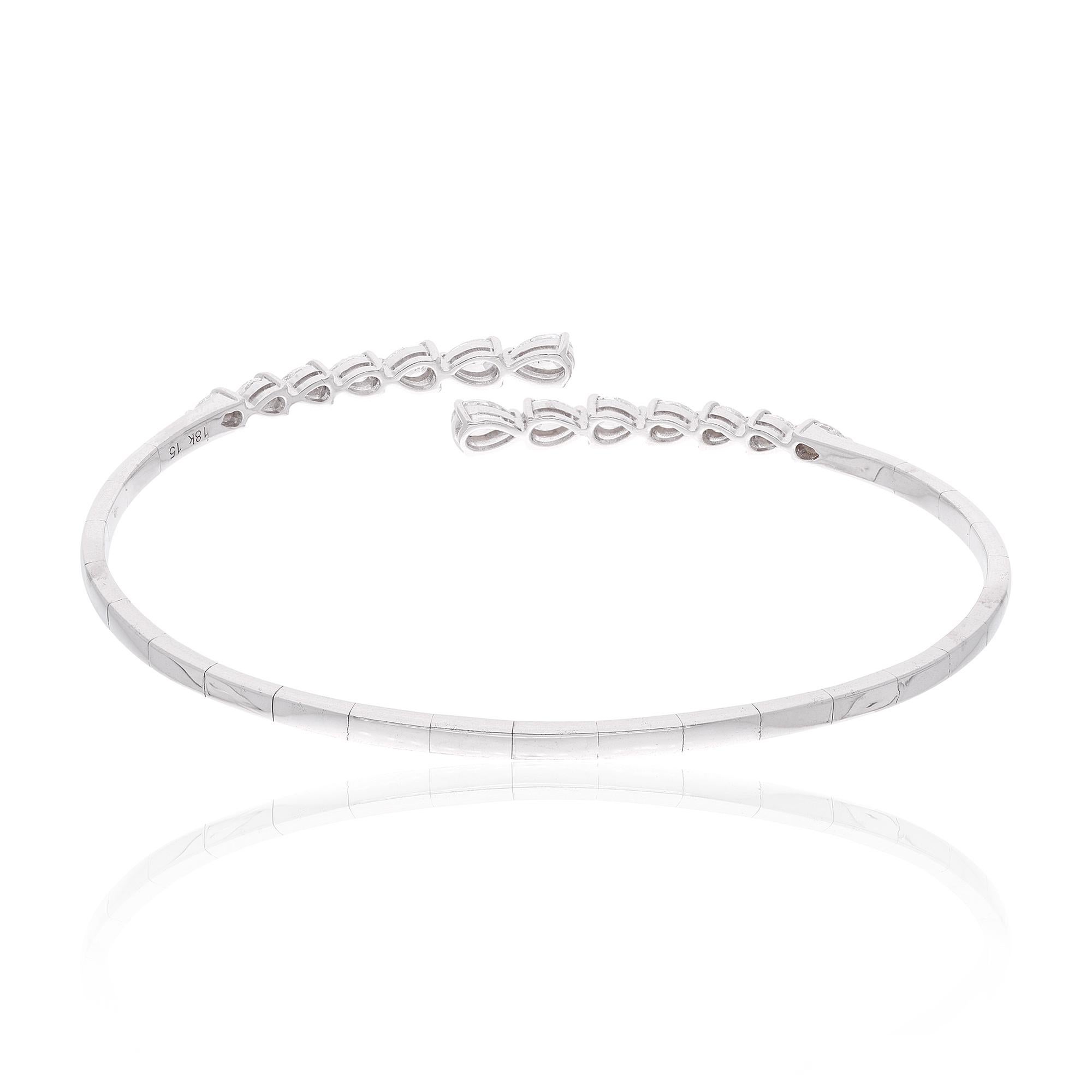 1.32Ct SI/H natürlicher Diamant offener Crossover Manschettenarmband für Frau 14k Weißgold Damen im Angebot