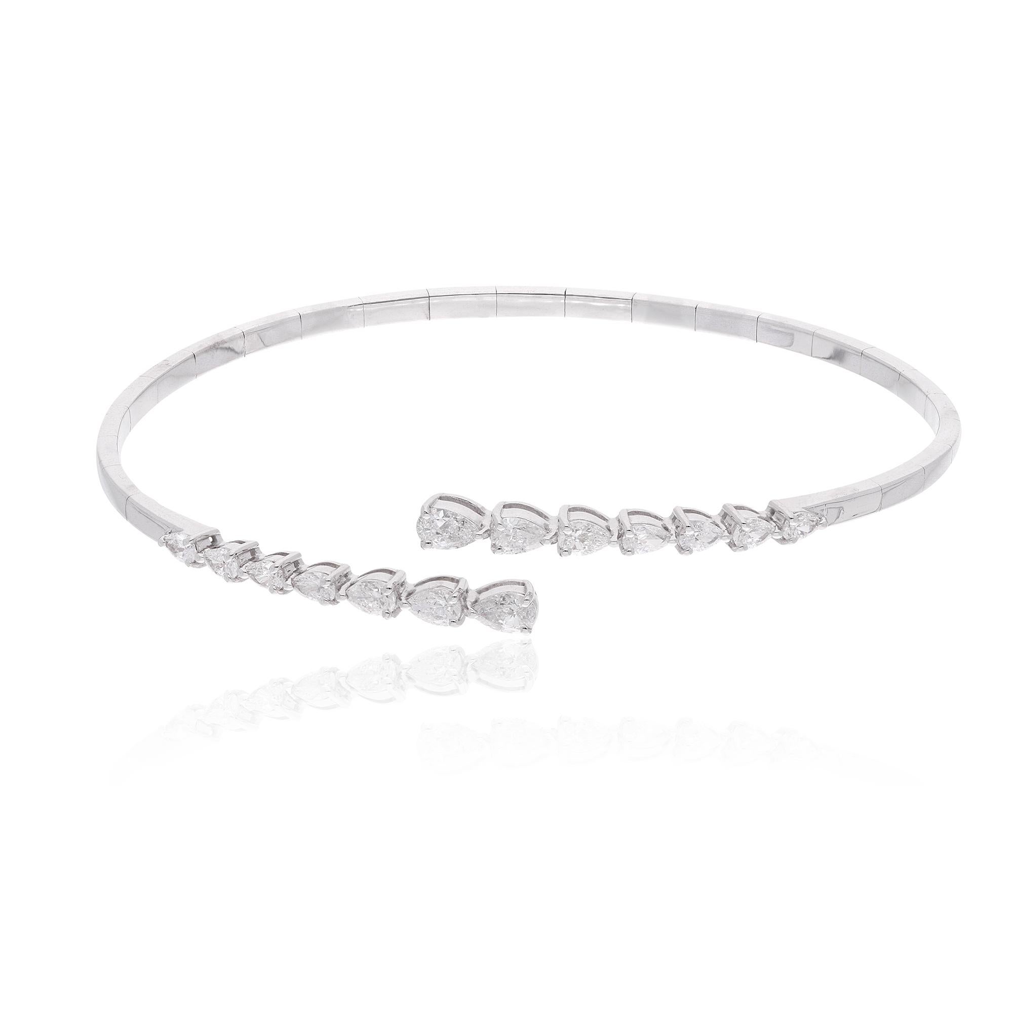 1.32Ct SI/H natürlicher Diamant offener Crossover Manschettenarmband für Frau 14k Weißgold im Angebot 1